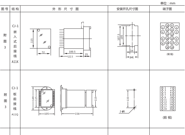 DD-1/60接地继电器外形及开孔尺寸1