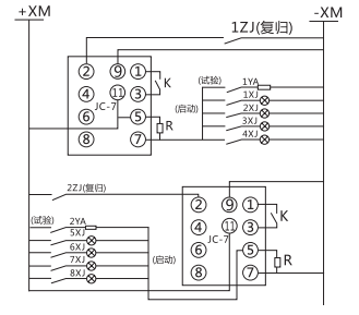 JC-7/12冲击继电器电器典型接线图