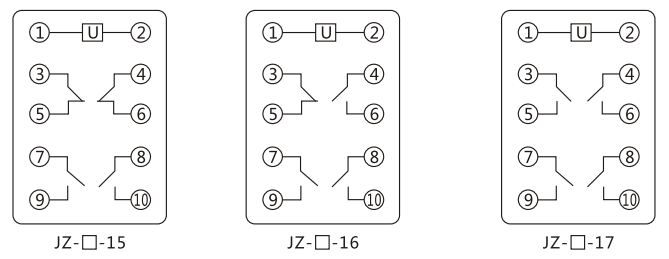 JZY（J)-31静态中间继电器内部接线图及外引接线图