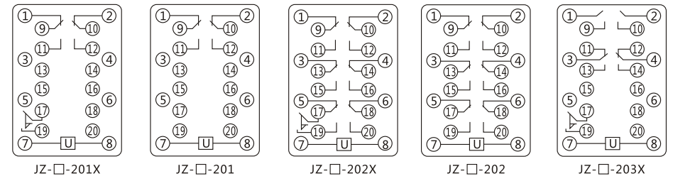 JZY（J)-31静态中间继电器内部接线图及外引接线图